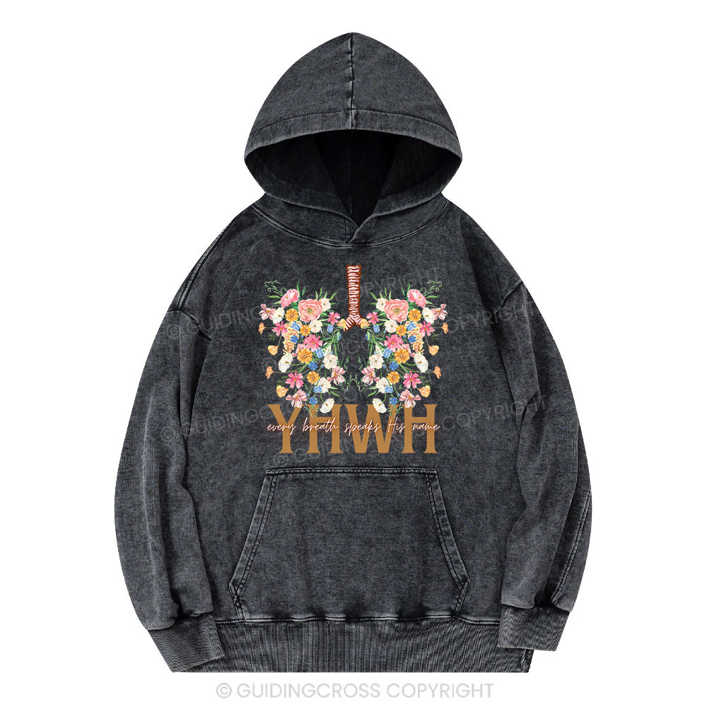 YHWH Floral Christian Washed Hoodie 
