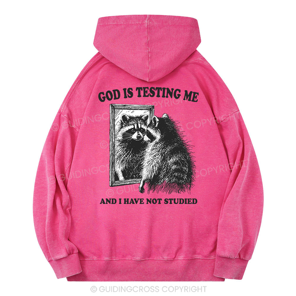 God Is Testing Me And I Have Not Studied Christian Washed Hoodie 