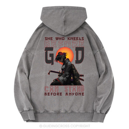 She Who Kneels Before God Christian Washed Hoodie