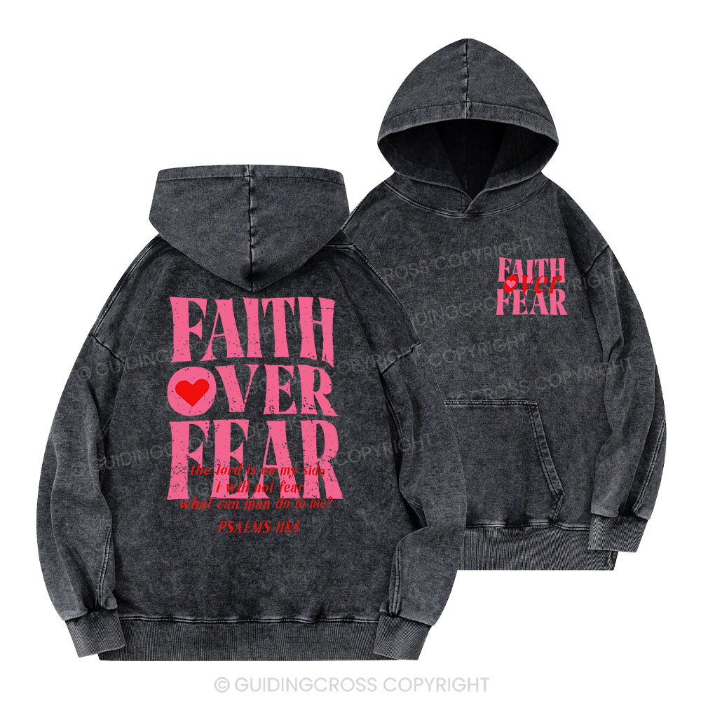 Faith Over Fear Christian Washed Hoodie