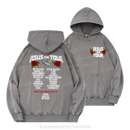 Jesus On Tour Christian Washed Hoodie