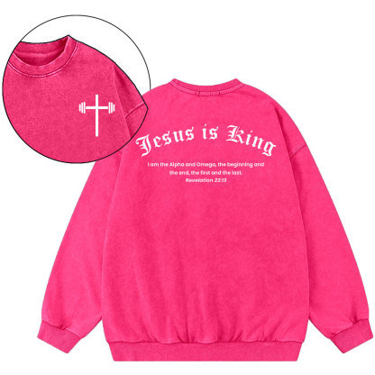 Jesus Is King Christian Washed Sweatshirt