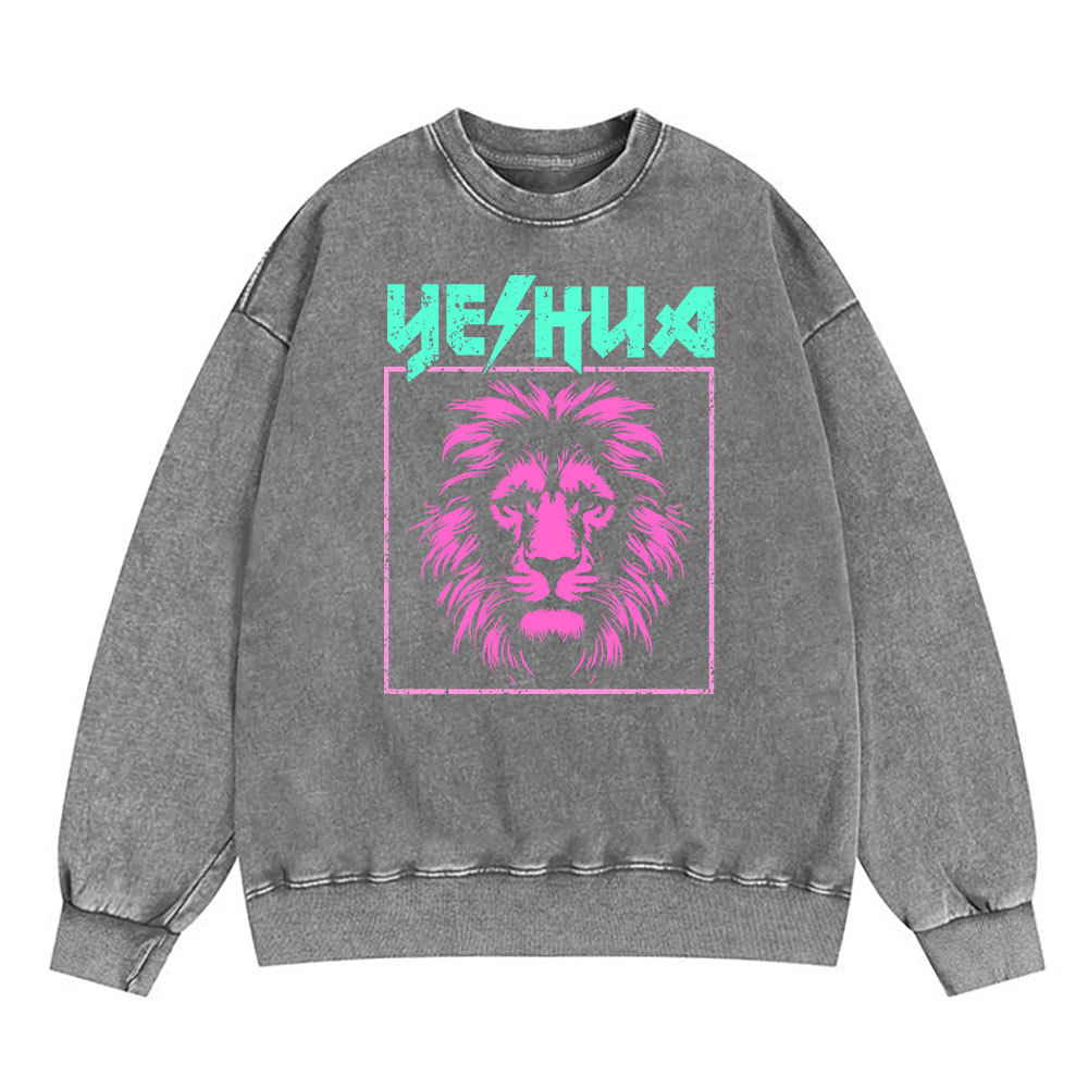 Yeshua Lion Christian Washed Sweatshirt