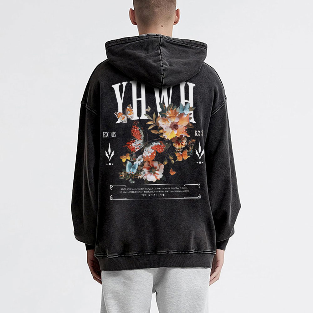 YHWH Christian Washed Hoodie