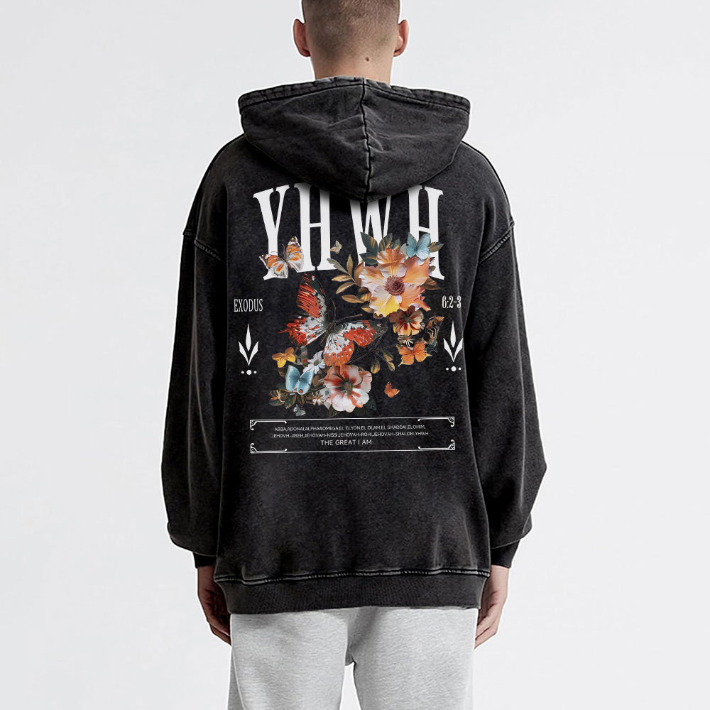 YHWH Christian Washed Hoodie
