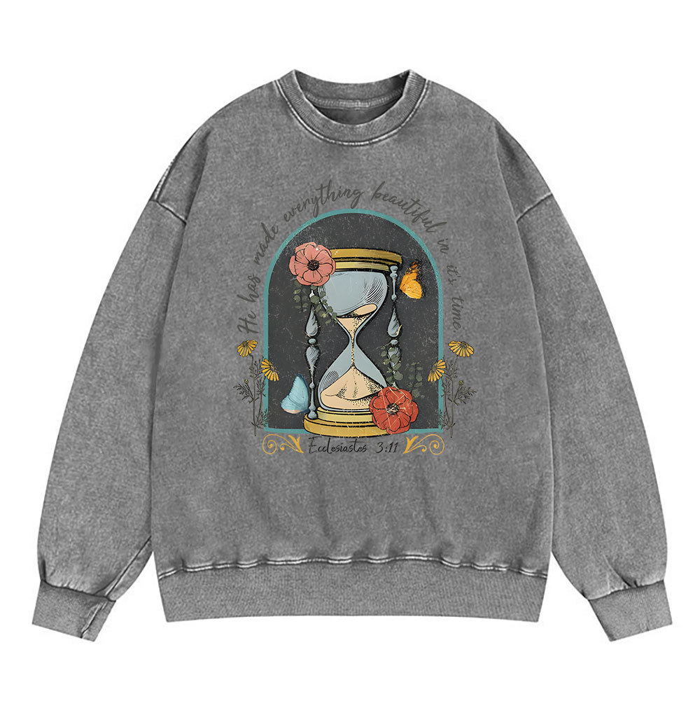 He Has Made Everything Beauty Christian Washed Sweatshirt