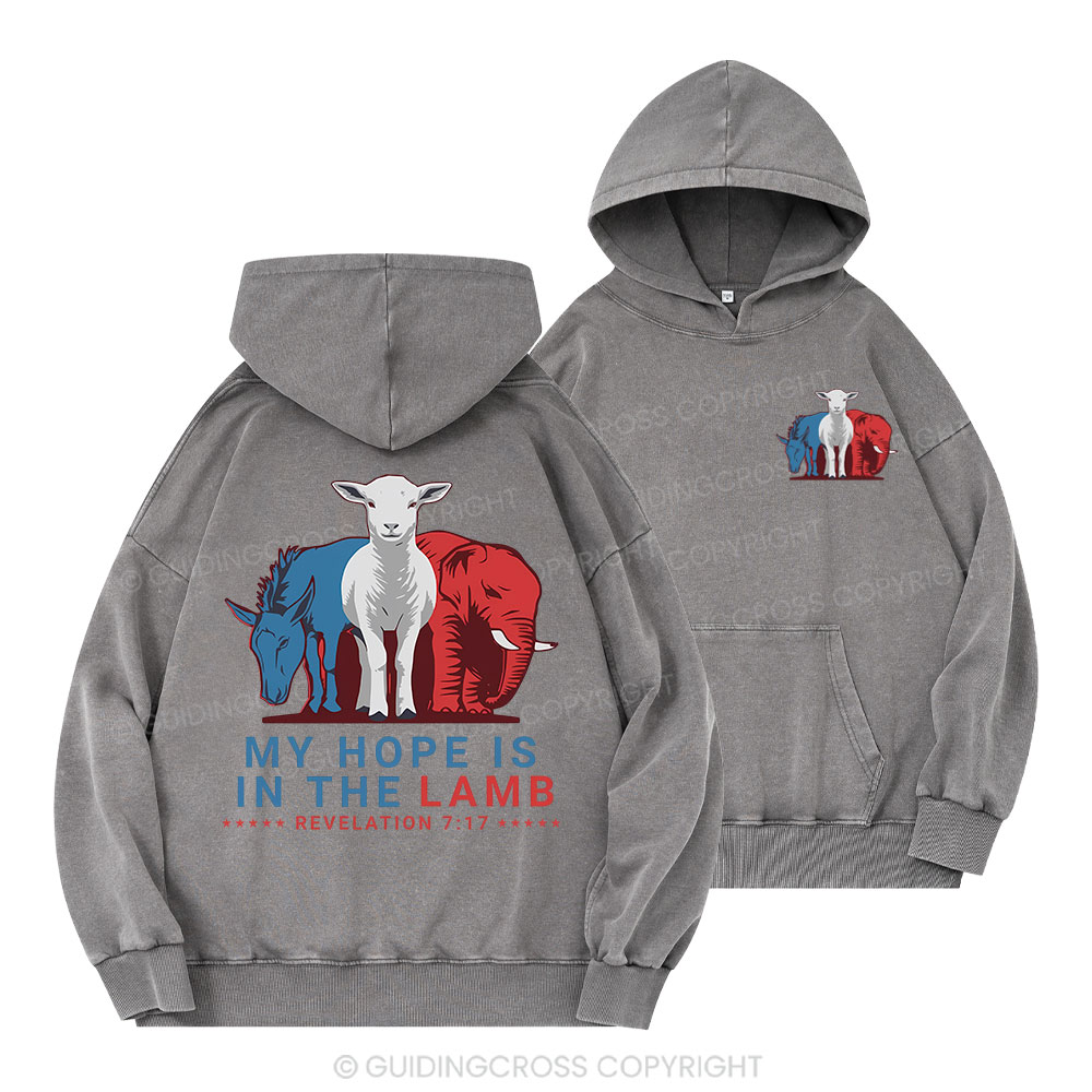My Hope Is In The Lamb Christian Washed Hoodie