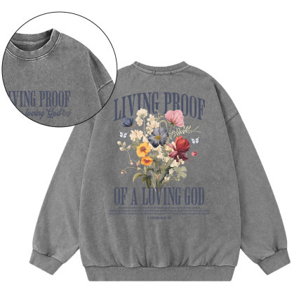 Living Proof Of A Loving God Christian Washed Sweatshirt