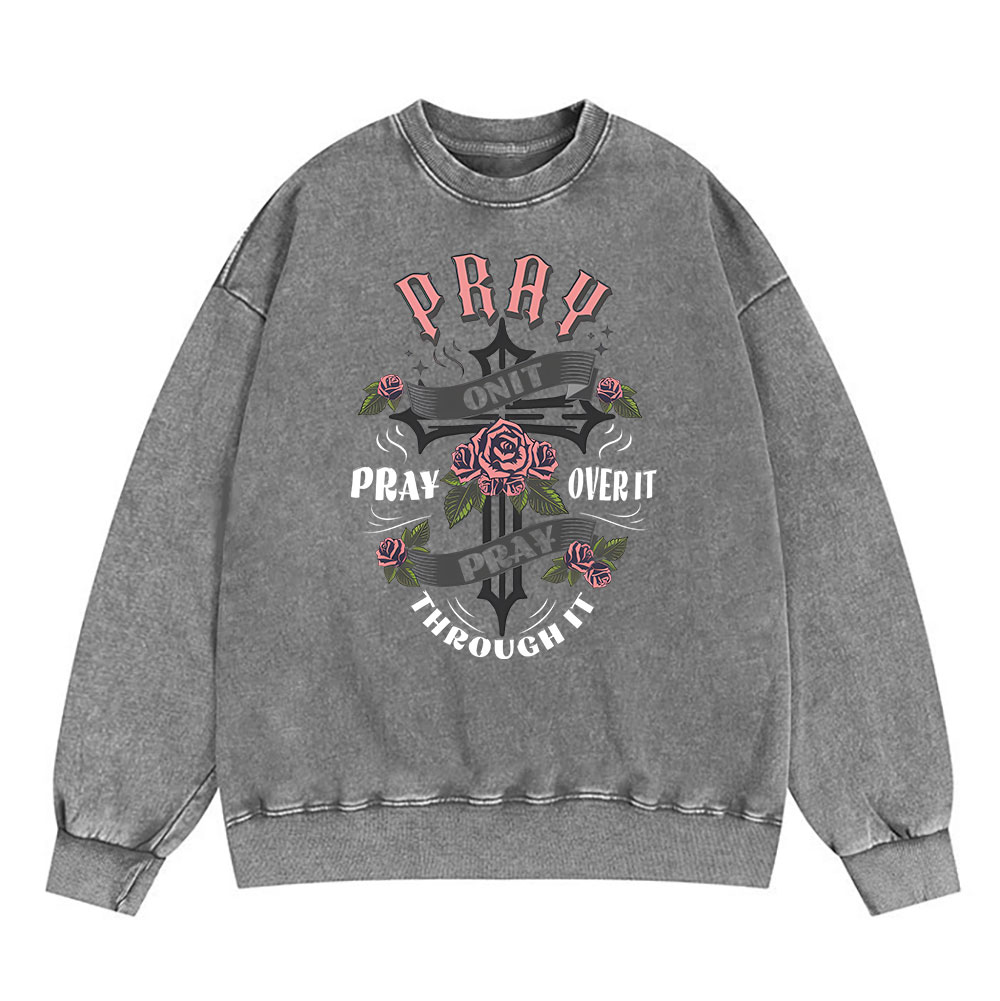 Yeshua Lion Christian Washed Sweatshirt Sale - GuidingCross
