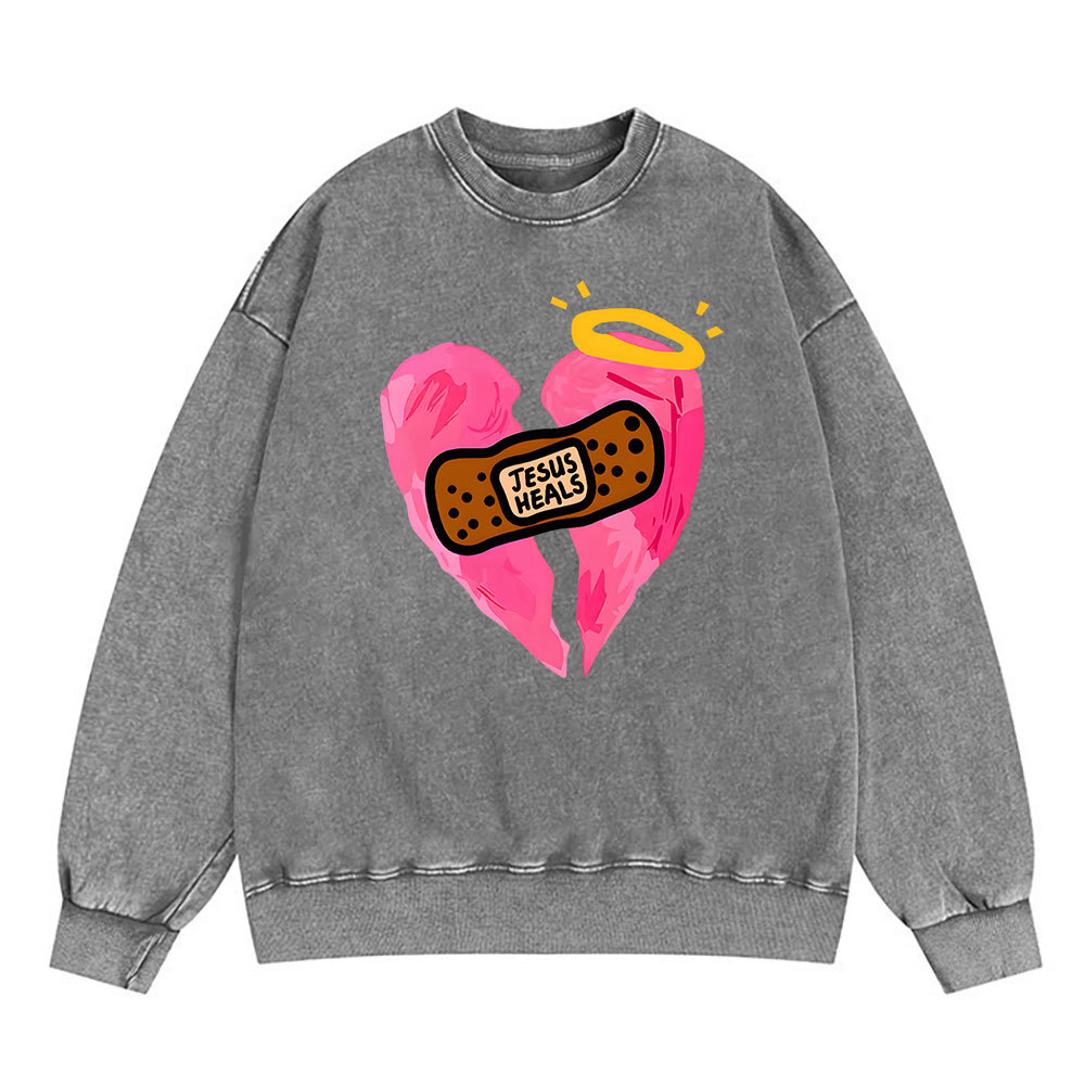 Jesus Heals Christian Washed Sweatshirt