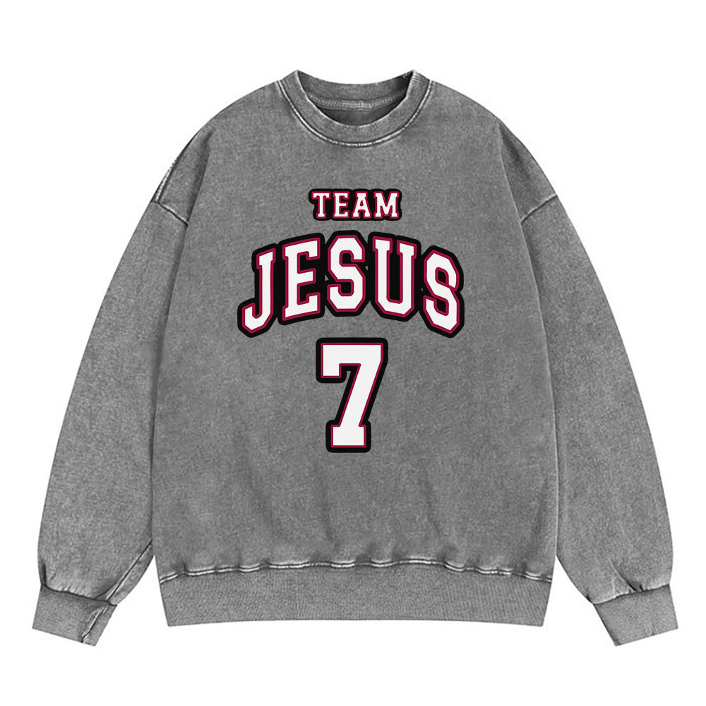 Jesus Team Christian Washed Sweatshirt