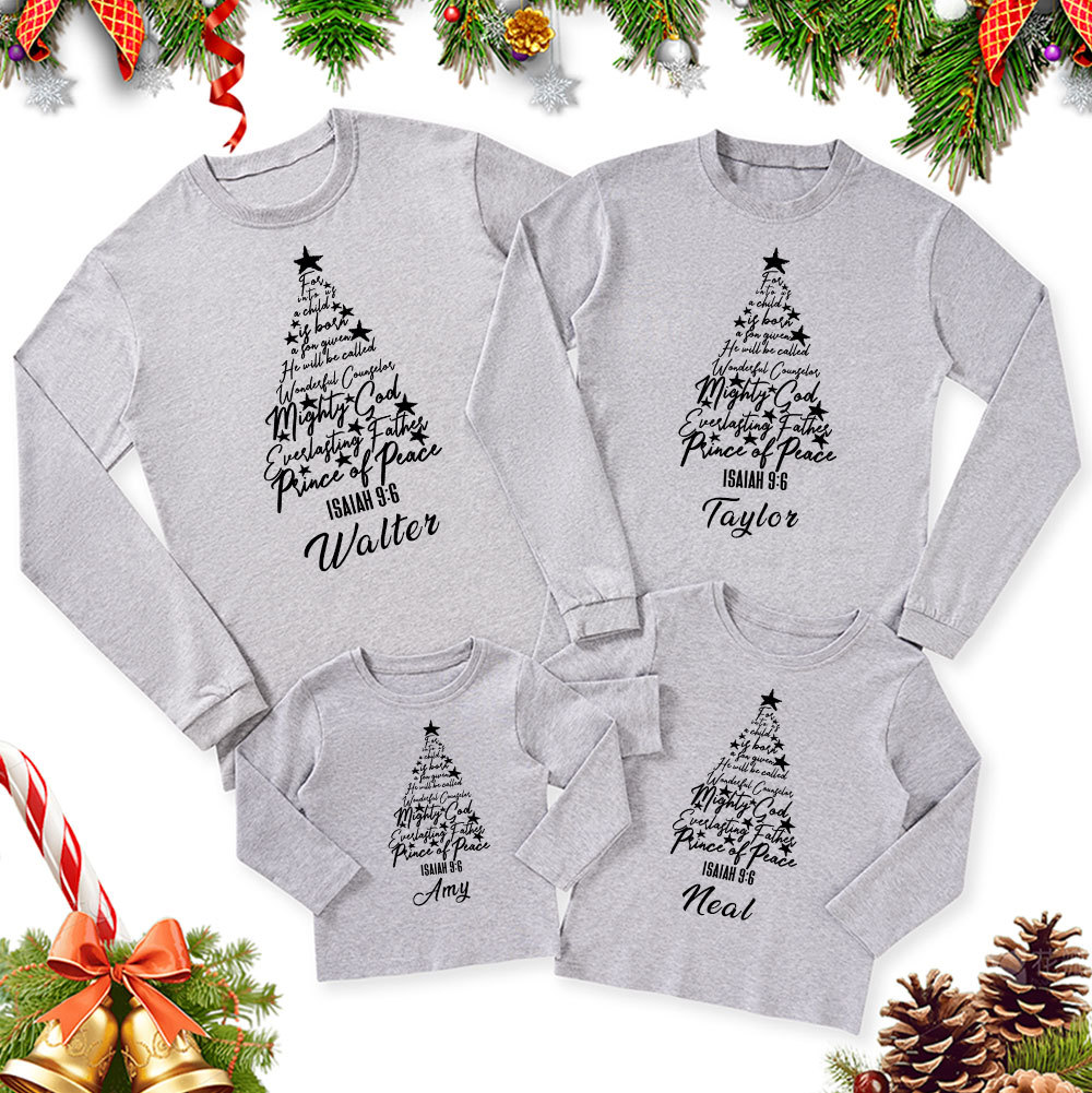 Personalized Name Of Jesus Christmas Family Matching Long Sleeve T-Shirt