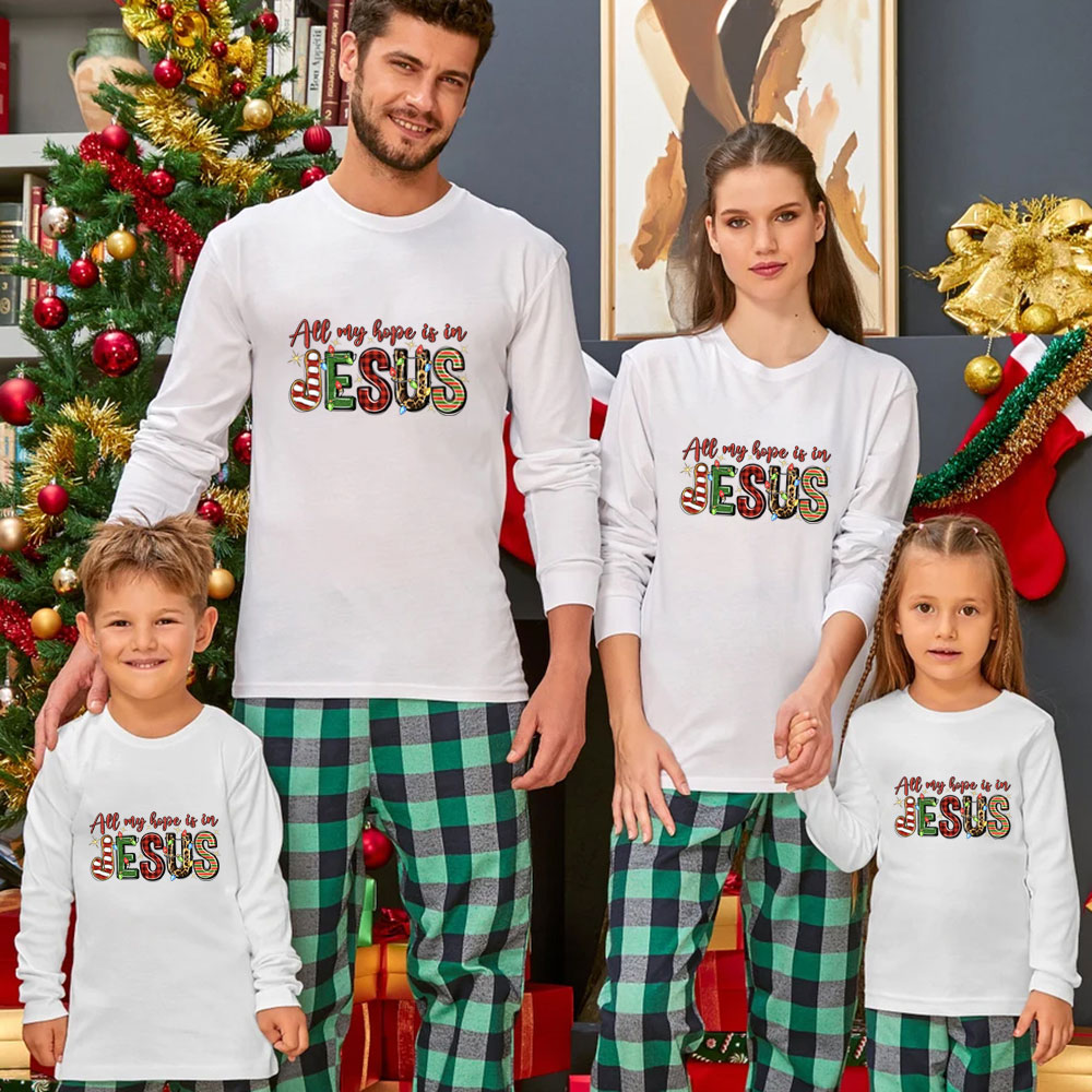 Personalized All My Hope Is In Jesus Christmas Family Matching Long Sleeve T-Shirt