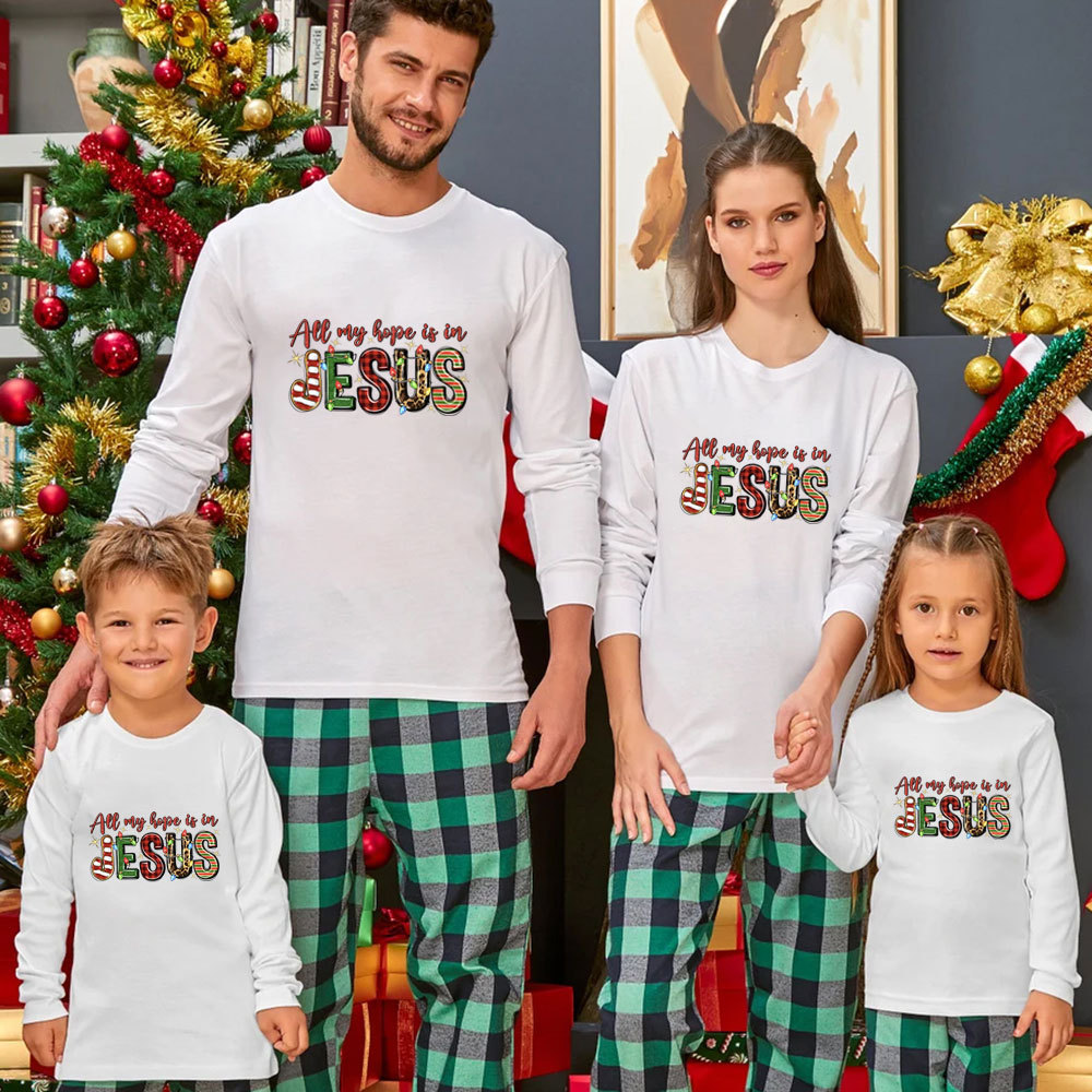 Personalized All My Hope Is In Jesus Christmas Family Matching Long Sleeve T-Shirt