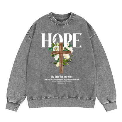 He Died For Our Sins Christian Washed Sweatshirt