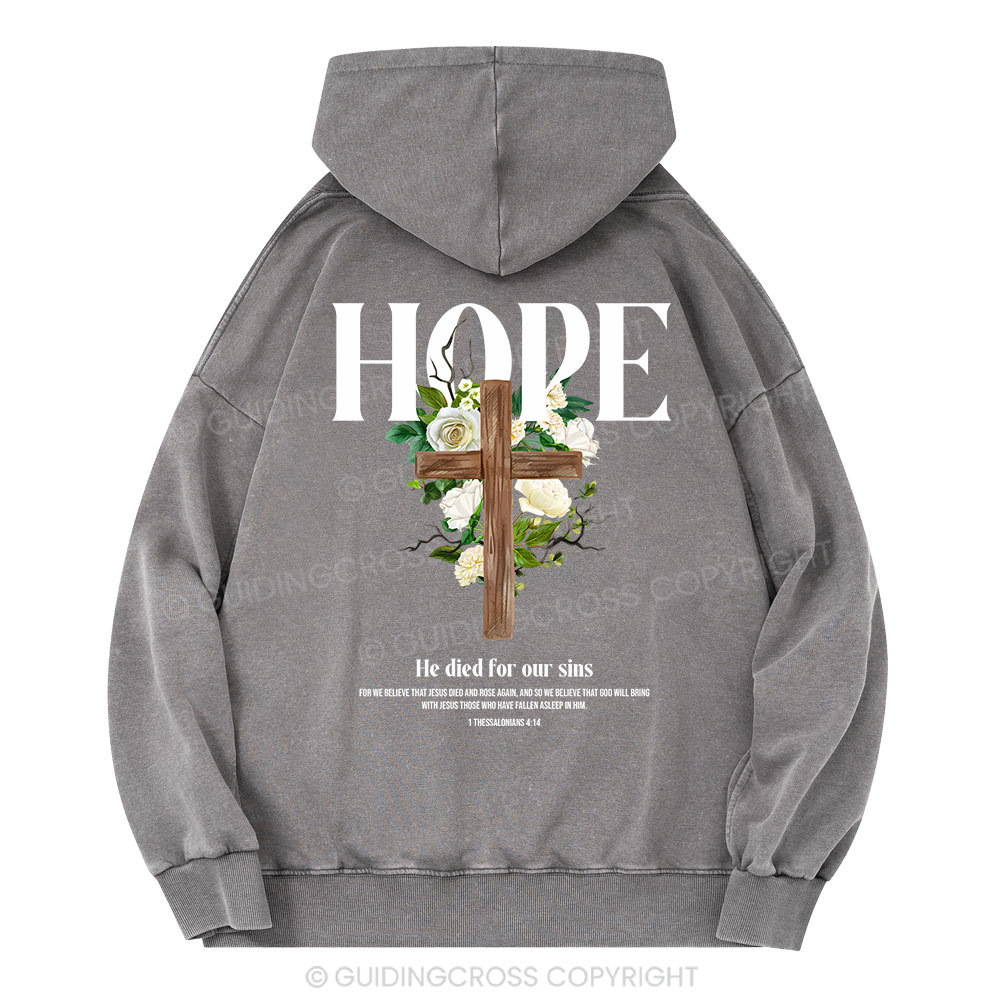 He Died For Our Sins Christian Washed Hoodie