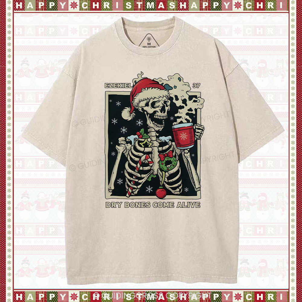 Dry Bones Come Alive Christmas Christian Washed T-Shirt