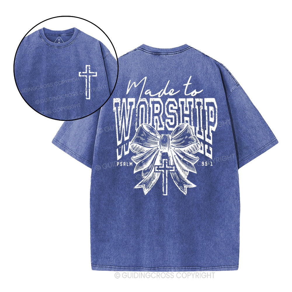 Made To Worship Bow Christian Washed T-Shirt