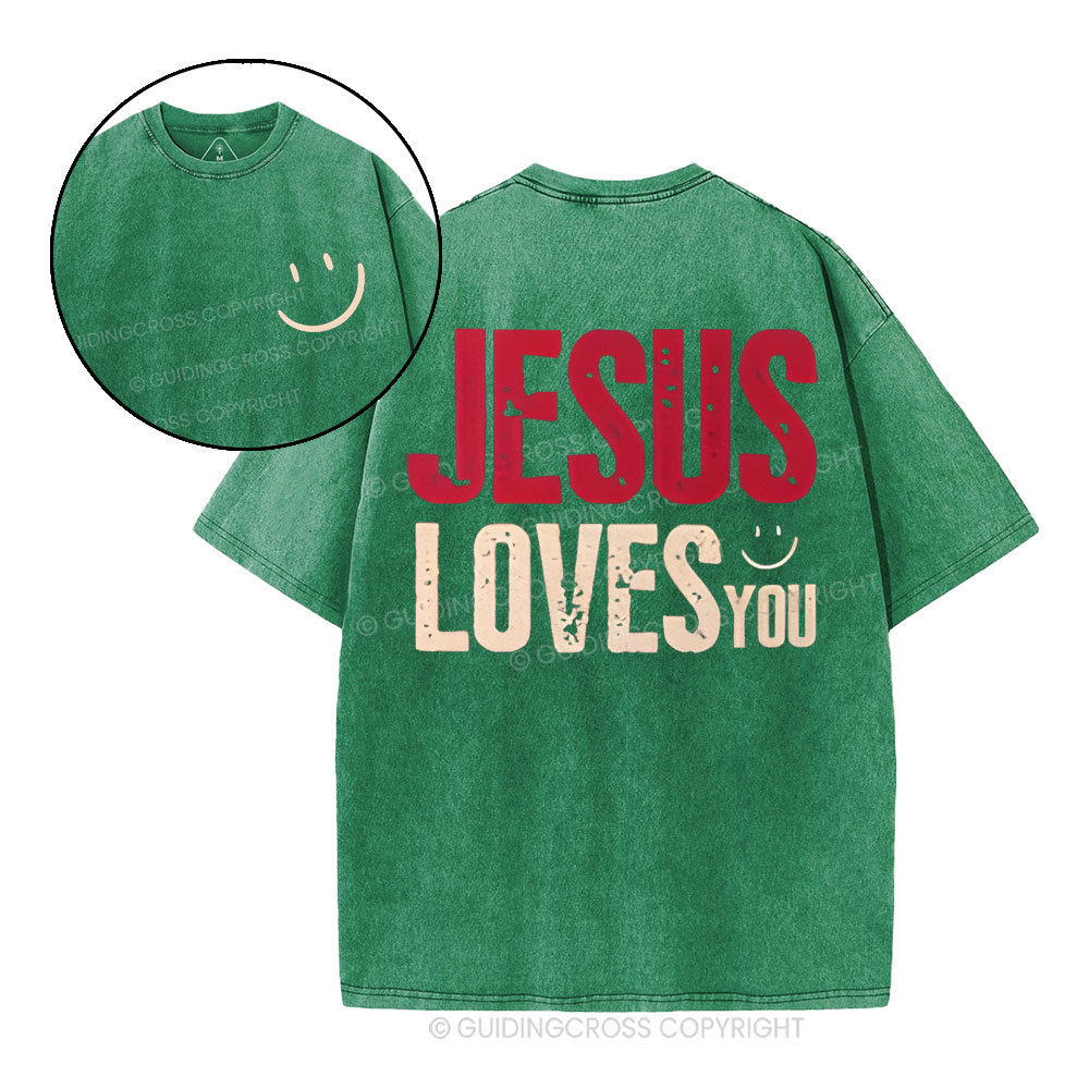 Jesus Loves You Christian Washed T-Shirt