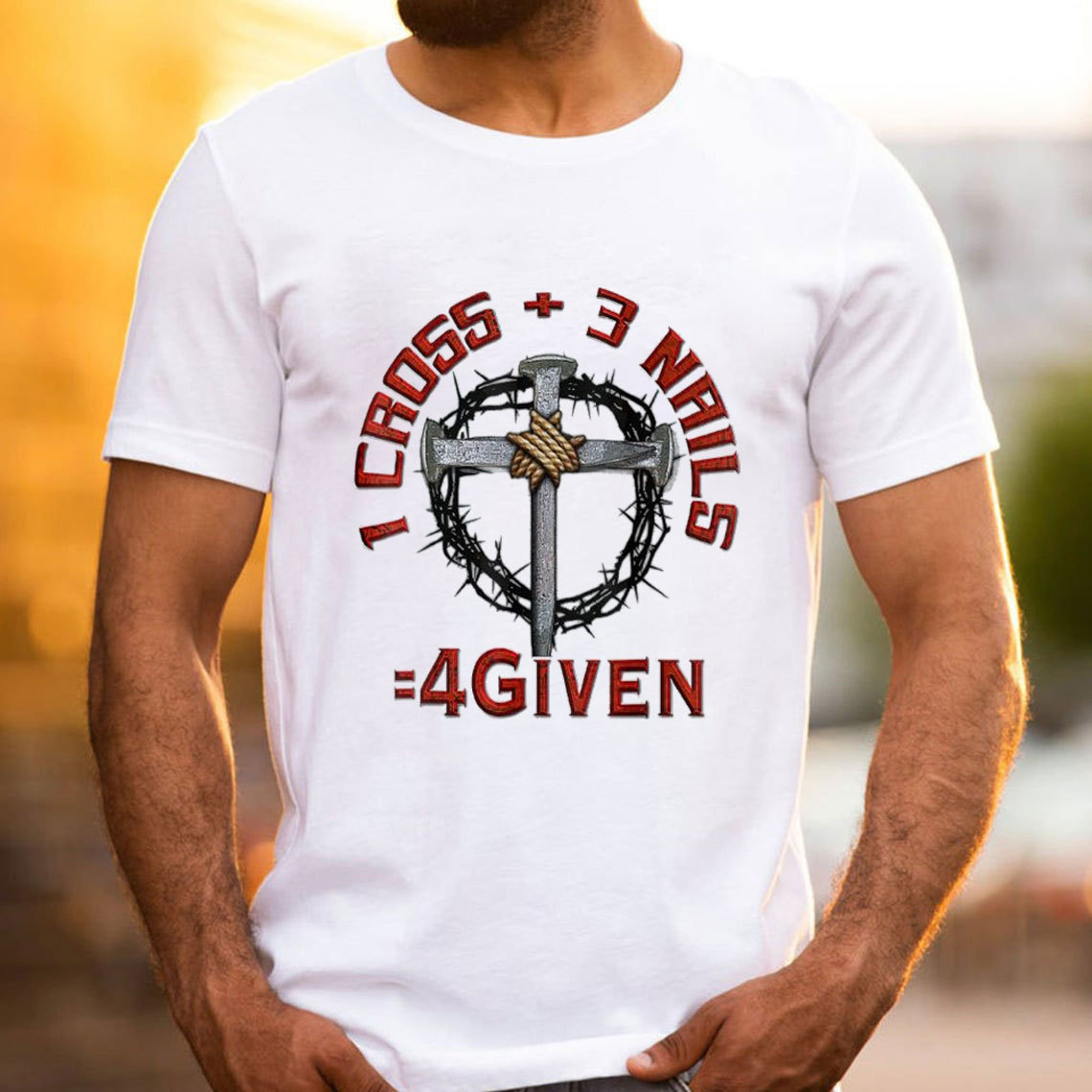 1 Cross Plus 3 Nails Equals Forgiven Christian T-Shirt