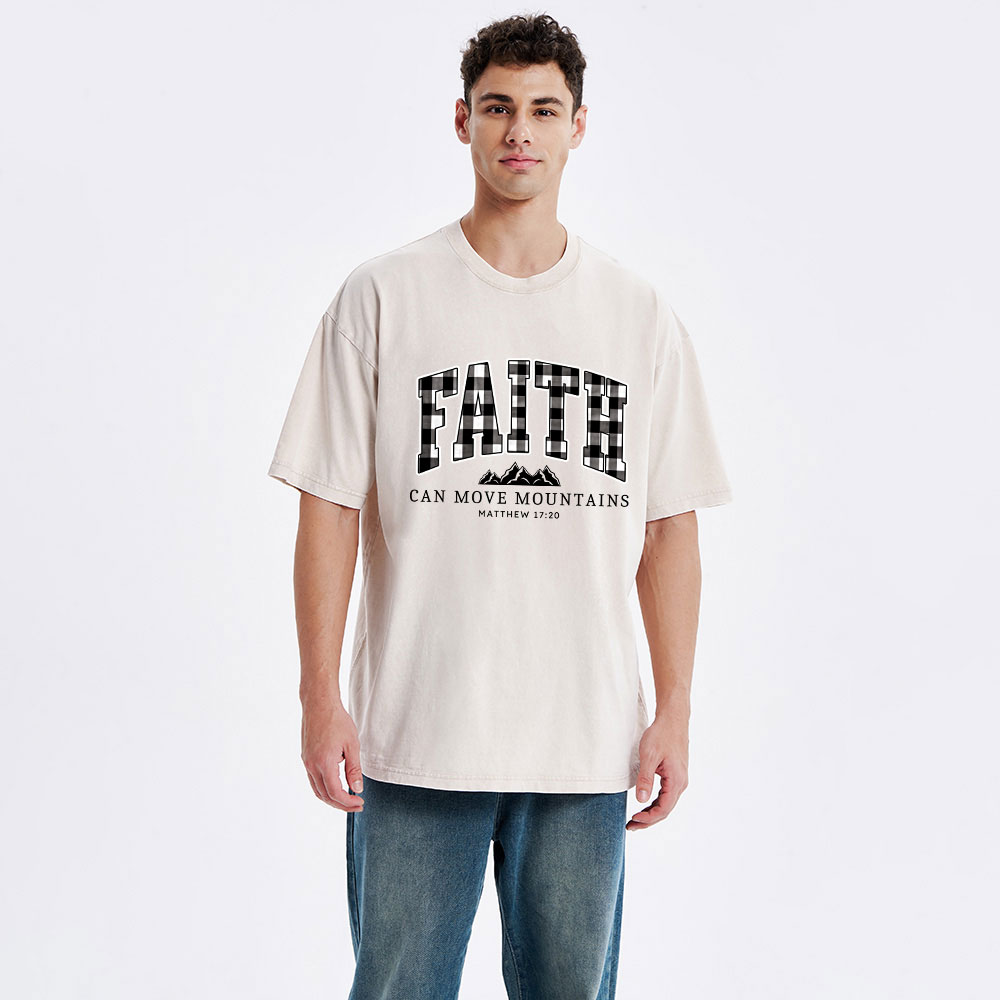 Faith Can Move Mountains Christmas Christian Washed T-Shirt
