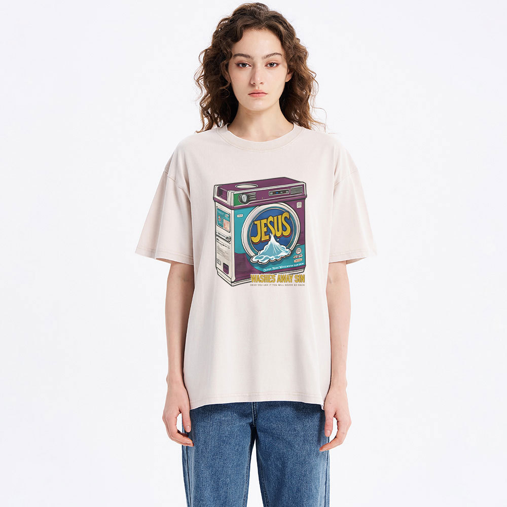 Jesus Washed Away Sin Chirstian Washed T-Shirt