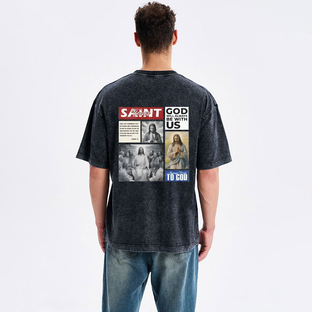 God Will Always Be With Us Christian Washed T-Shirt