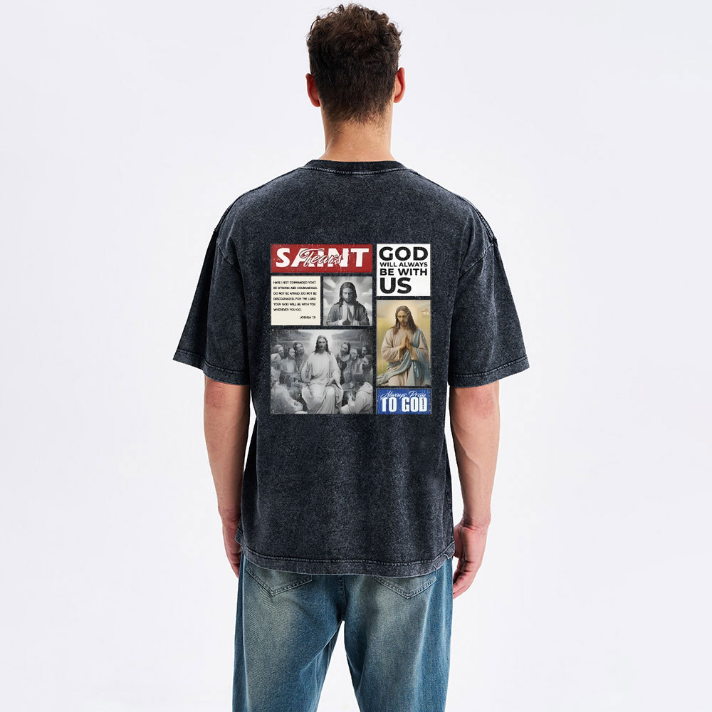 God Will Always Be With Us Christian Washed T-Shirt