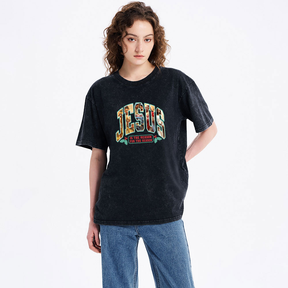 Jesus Is The Reason Christian Christmas Washed T-Shirt