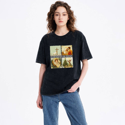Retro Jesus Is The Reason Christian Christmas Washed T-Shirt