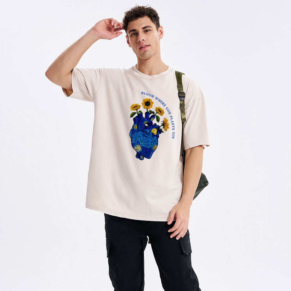 Bloom Where God Plants You Christian Washed T-Shirt