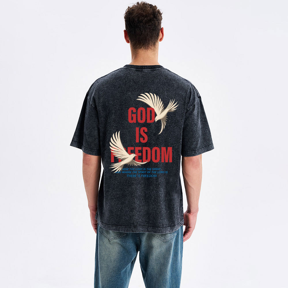 God Is Freedom Christian Washed T-Shirt