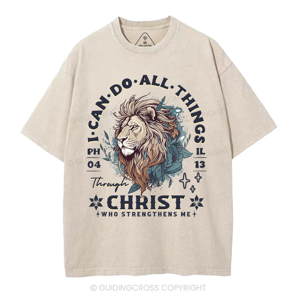 I Can Do All Things Through Christ Christian Washed T-Shirt