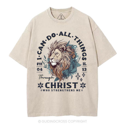 I Can Do All Things Through Christ Christian Washed T-Shirt