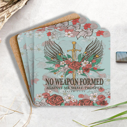 No Weapen Christian Wooden Printed Coasters 