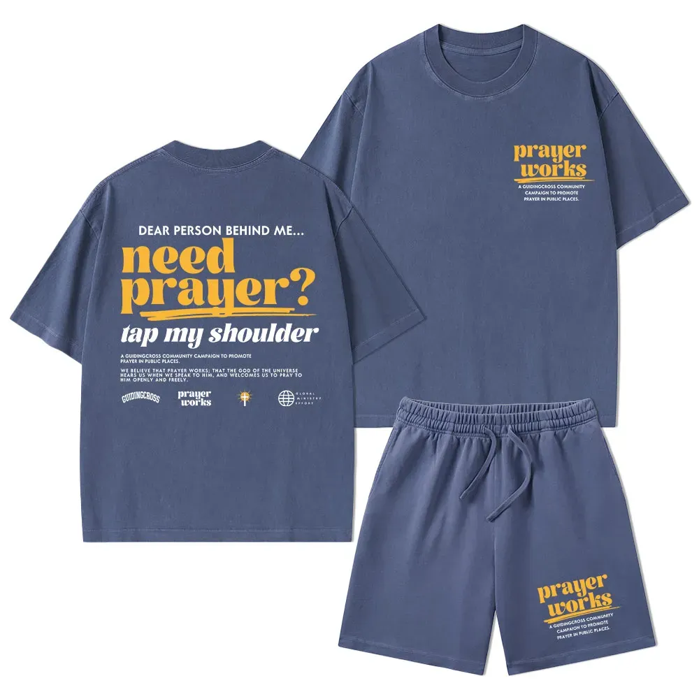 Need Prayer Tap My Shoulder Christian Washed T-Shirt & Shorts