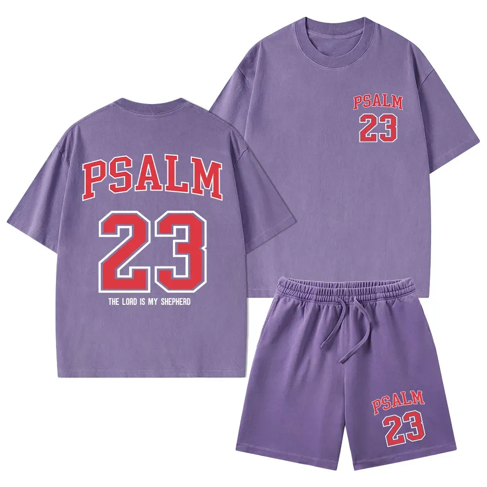 Psalm 23 Christian Washed T-Shirt & Shorts