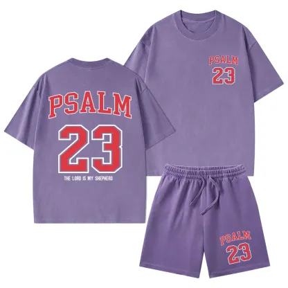 Psalm 23 Christian Washed T-Shirt & Shorts