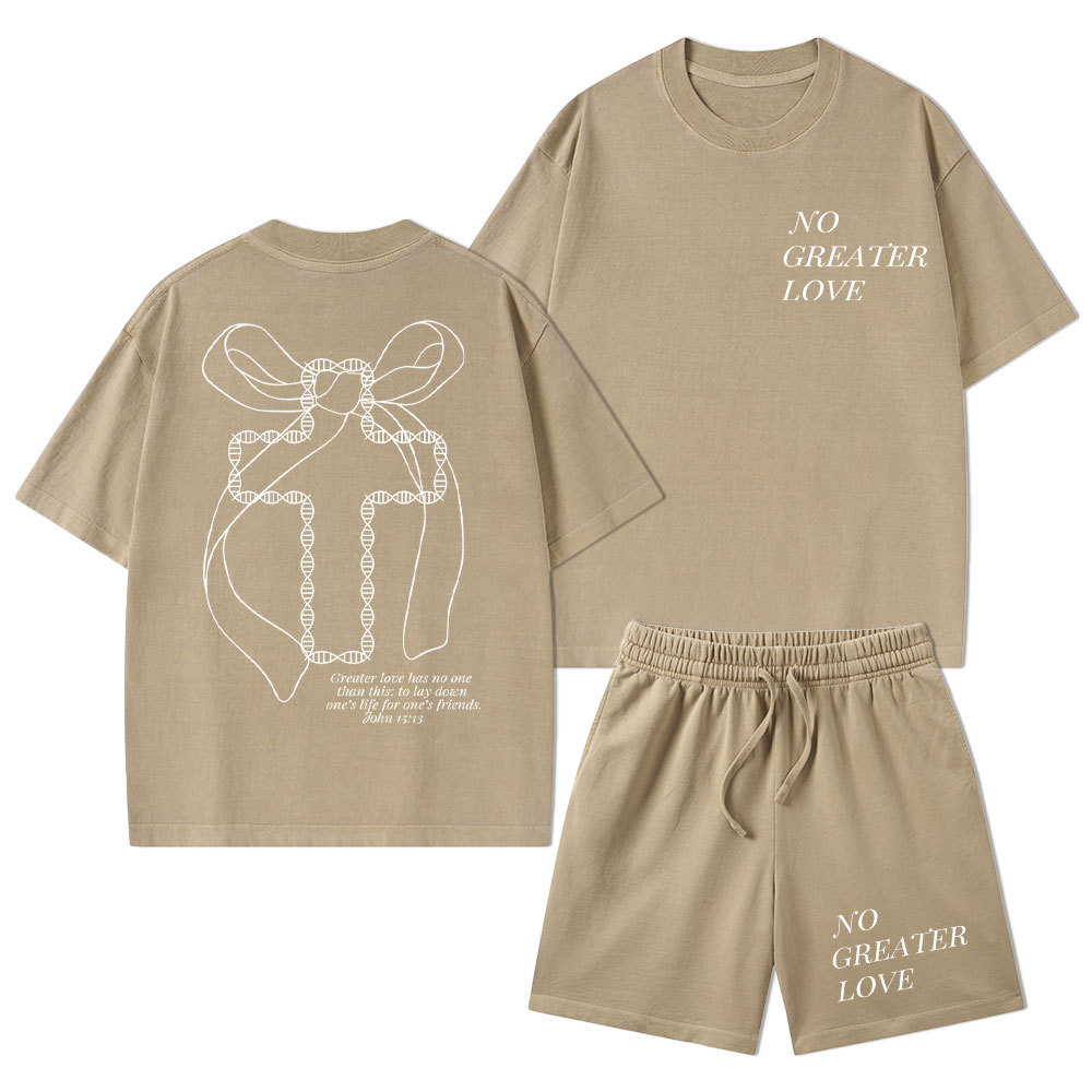 No Greater Love Christian Washed T-Shirt & Shorts