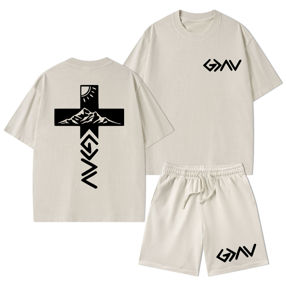 God Is Greater Than The Highs And Lows Christian Washed T-Shirt & Shorts