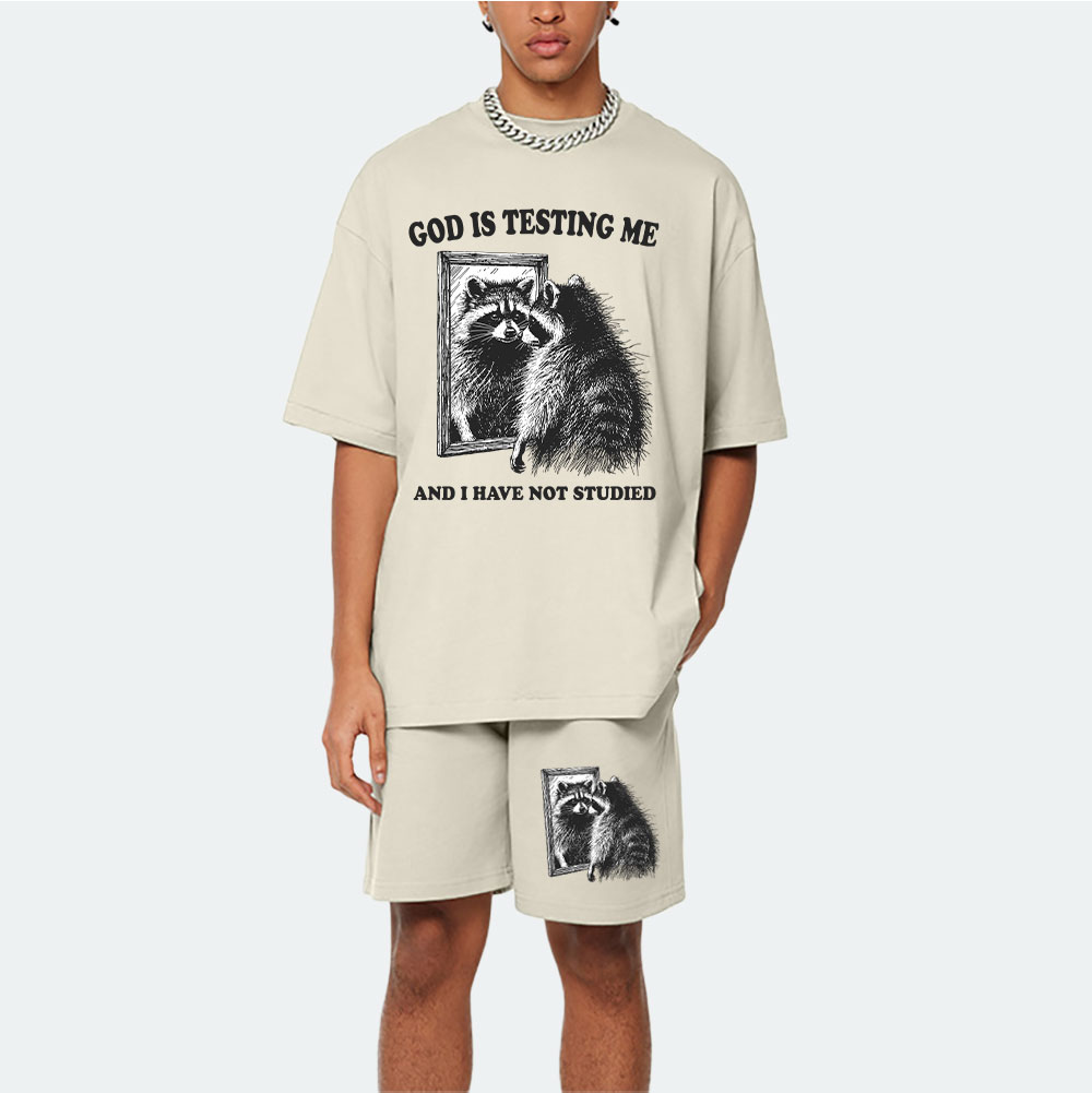 God Is Testing Me And I Have Not Studied Christian Washed T-Shirt & Shorts