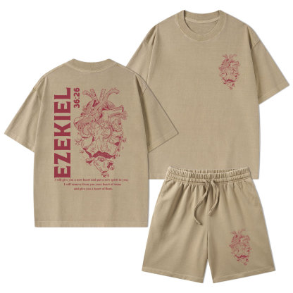 I Will Give You A New Heart And Put A New Spirit Christian Washed T-Shirt & Shorts