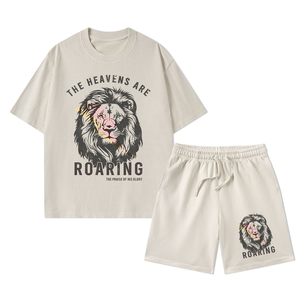 The Heavens Are Roaring Christian Washed T-Shirt & Shorts