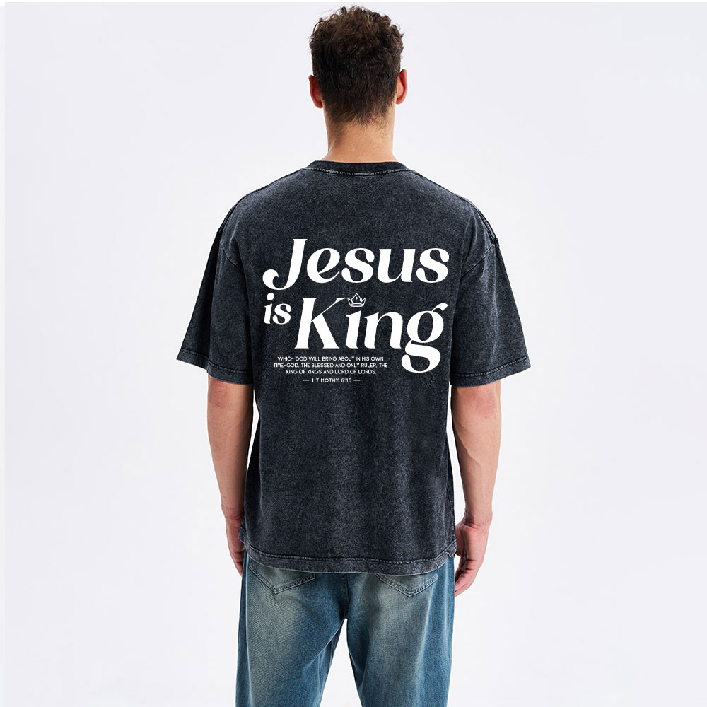 Jesus Is King Christian Washed T-Shirt