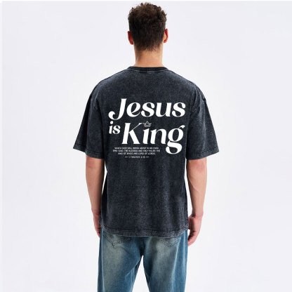 Jesus Is King Christian Washed T-Shirt