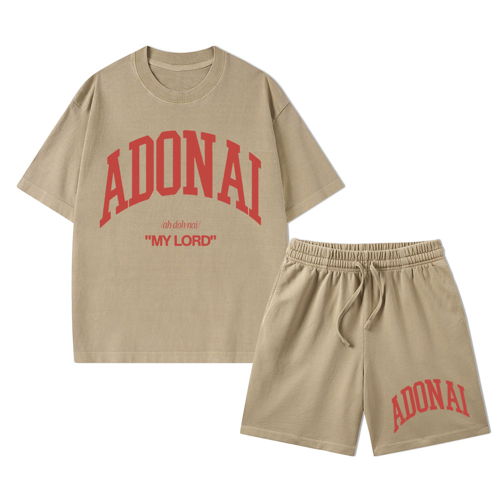 ADONAI My Lord Christian Washed T-Shirt & Shorts