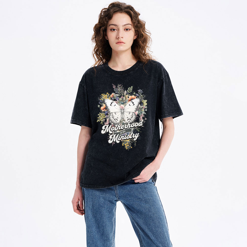 Motherhood Is My Ministry Christian Washed T-Shirt