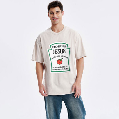 Ketchup With Jesus Christian Washed T-Shirt