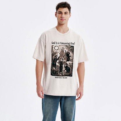 God Is A Consuming Fire Chistian  Washed T-Shirt