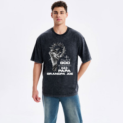Man Of God Husband Christian Washed T-Shirt